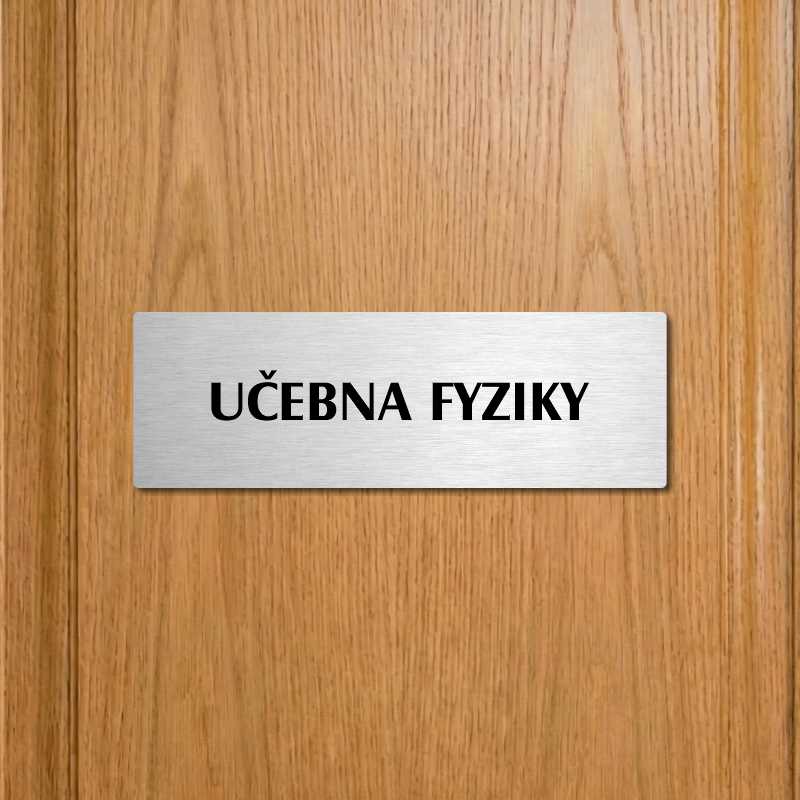 Učebna fyziky, 240x79mm, zlatá popiska s ozdobou uprostřed